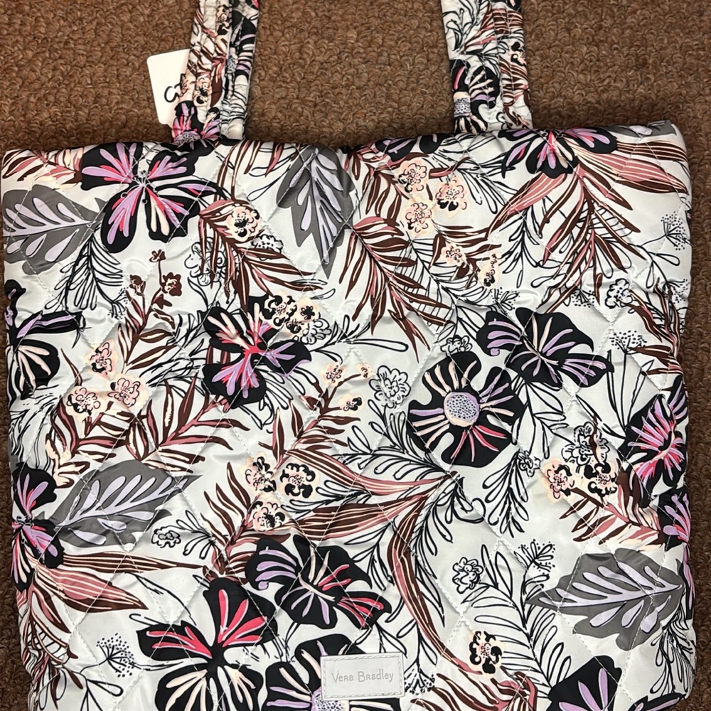 Vera Bradley Floral Tote Bag - Black, Pink, Gray
